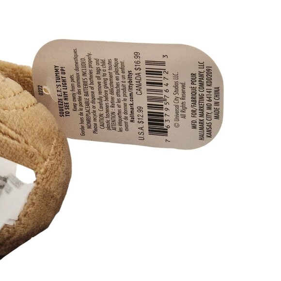 Hallmark itty bittys E.T. The Extra-Terrestrial Beanbag Plush W/ Light Up Heart - Picture 6 of 6